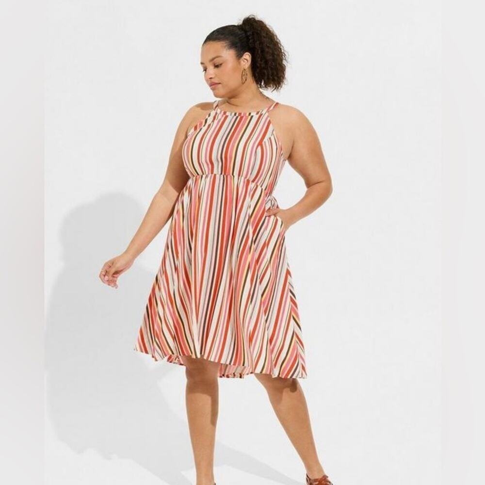 Torrid Womens Dress Striped sleepless colorful sun dress summer casual plus size